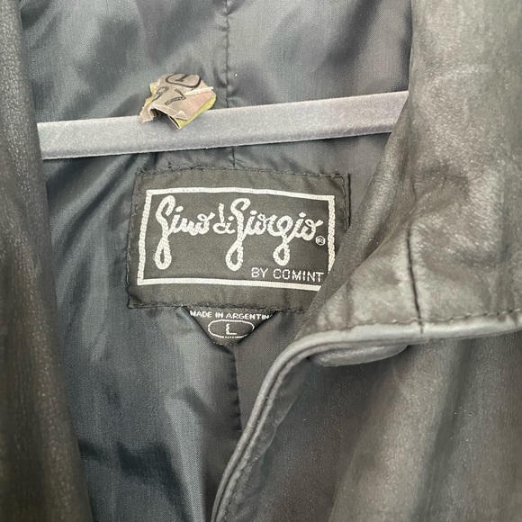 Vintage 80s Gino di Giorgio Black Leather Button Up Trench Coat Size L - Picture 14 of 16